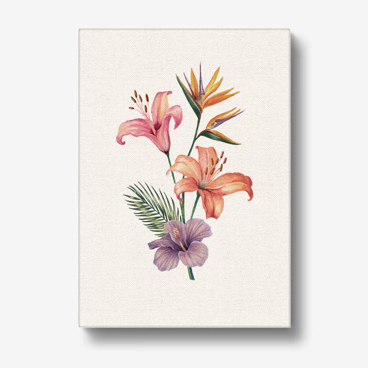 Canvas print with a colorful floral design on a light background