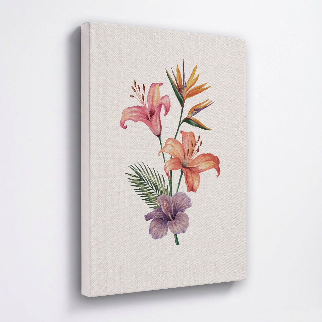 Canvas print with floral design on a light background