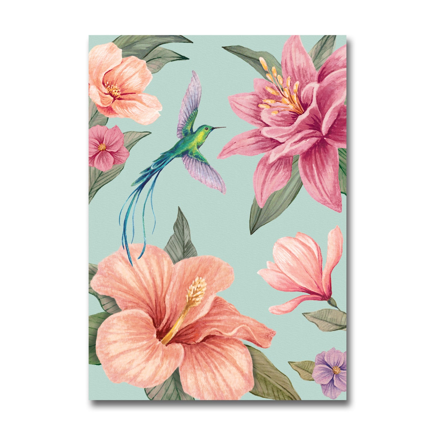 Tropical Hummingbird Floral Art Print