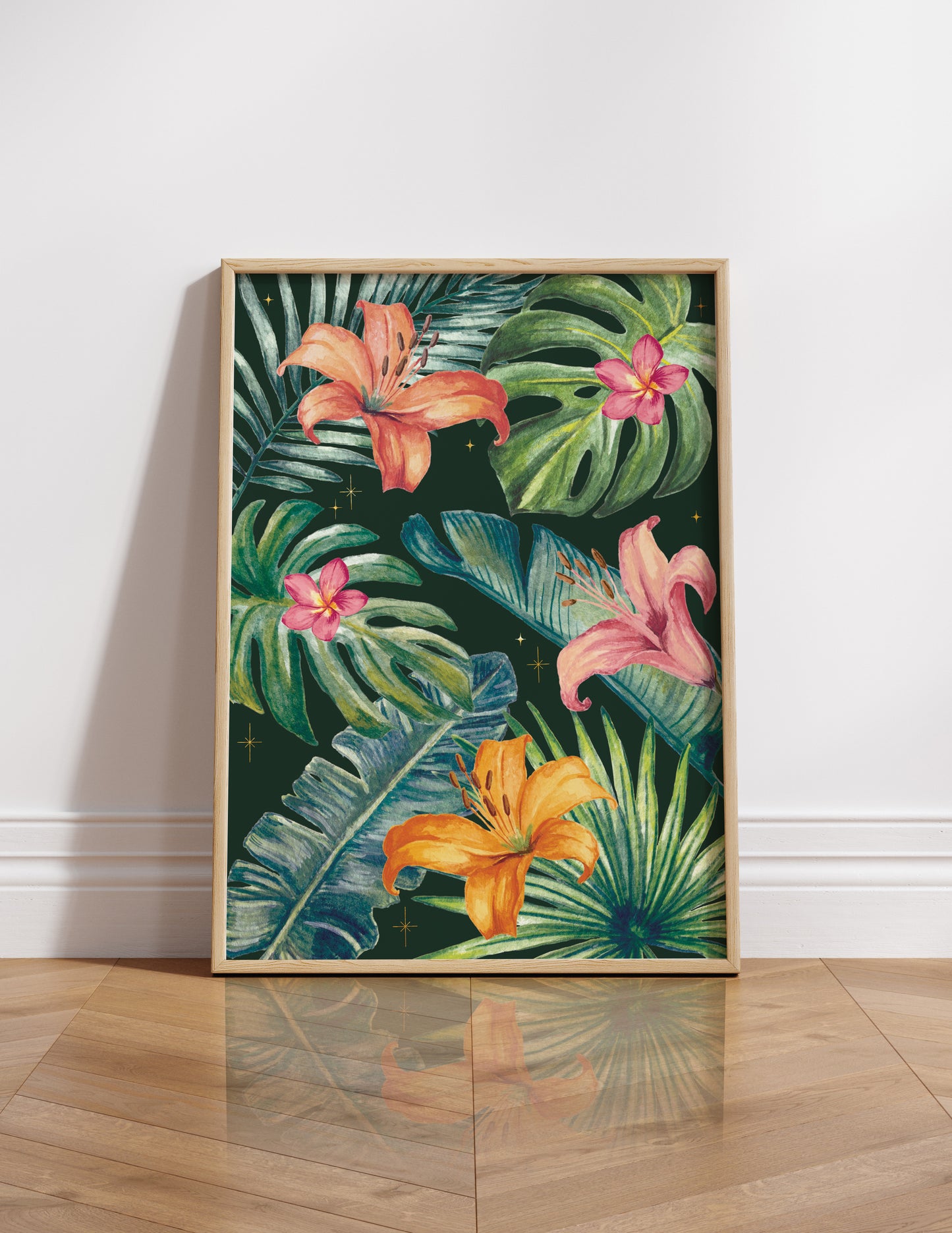 Tropical Floral Botanical Art Print (Framed)